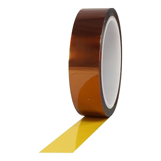 Polyimide film tape roll with amber film surface.